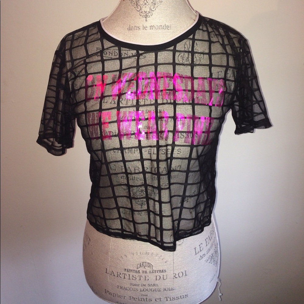 Black Sheer “Mean Girls” Crop Top